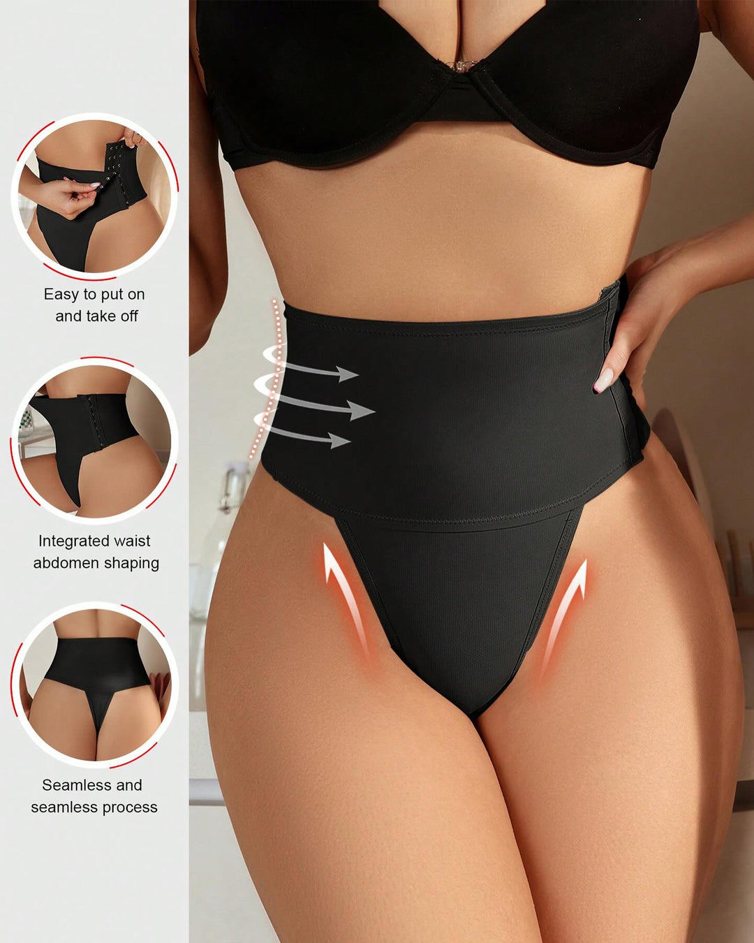 Shapshe® Shapewear Kontrollhöschen mit Hakenverschluss und Tanga Design