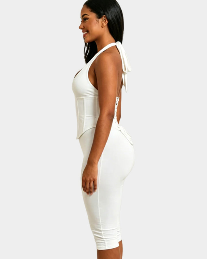 Sanduhrfigur-Korsett Figurformendes Korsett Taillenformer Capri-Jumpsuit Zweiteiler