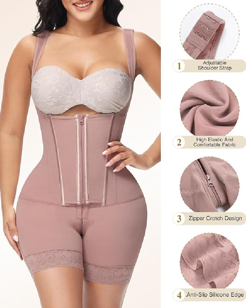 Shapshe® Hohe Kompressions-Shapewear mit Reißverschluss vorne und mittlerem Oberschenkel