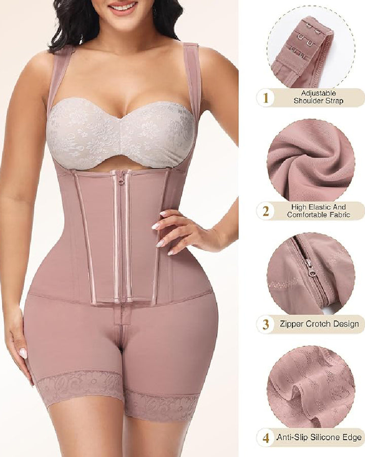 Shapshe® Hohe Kompressions-Shapewear mit Reißverschluss vorne und mittlerem Oberschenkel