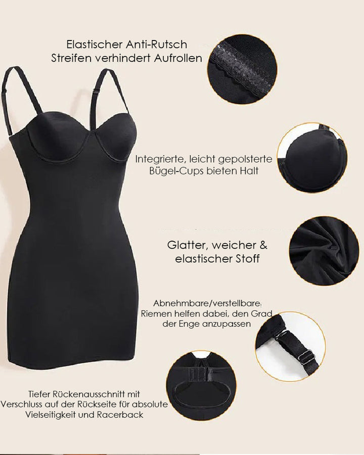 Trägerloses Bauchweg Bodycon Shapewear Kleid mit Eingebautem BH