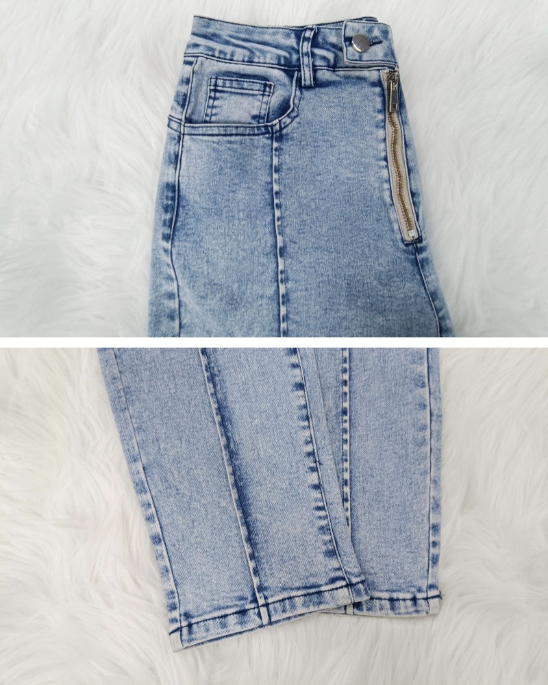 Shapshe® Damen Skinny Jeans Hip Lift Patchwork Reißverschluss Vorne