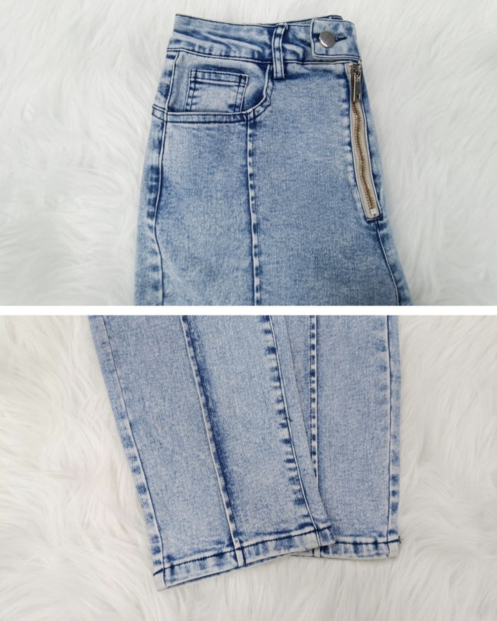 Shapshe® Damen Skinny Jeans Hip Lift Patchwork Reißverschluss Vorne