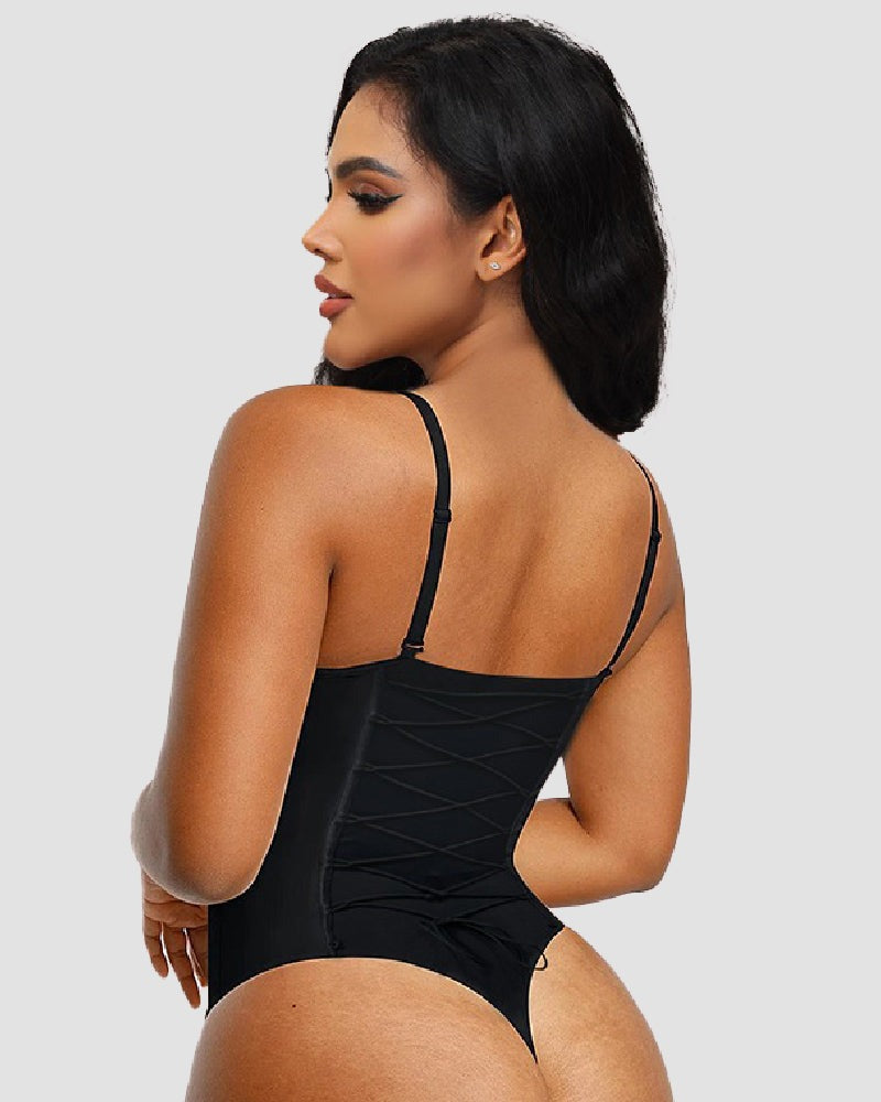 Bügel-Cups Schnürung Rücken Tanga Bodysuit