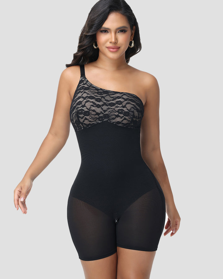 Shapshe® Shapewear Bodysuit Spitzen Patchwork Bauchkontrolle Bewegliche Träger (Vorverkauf)