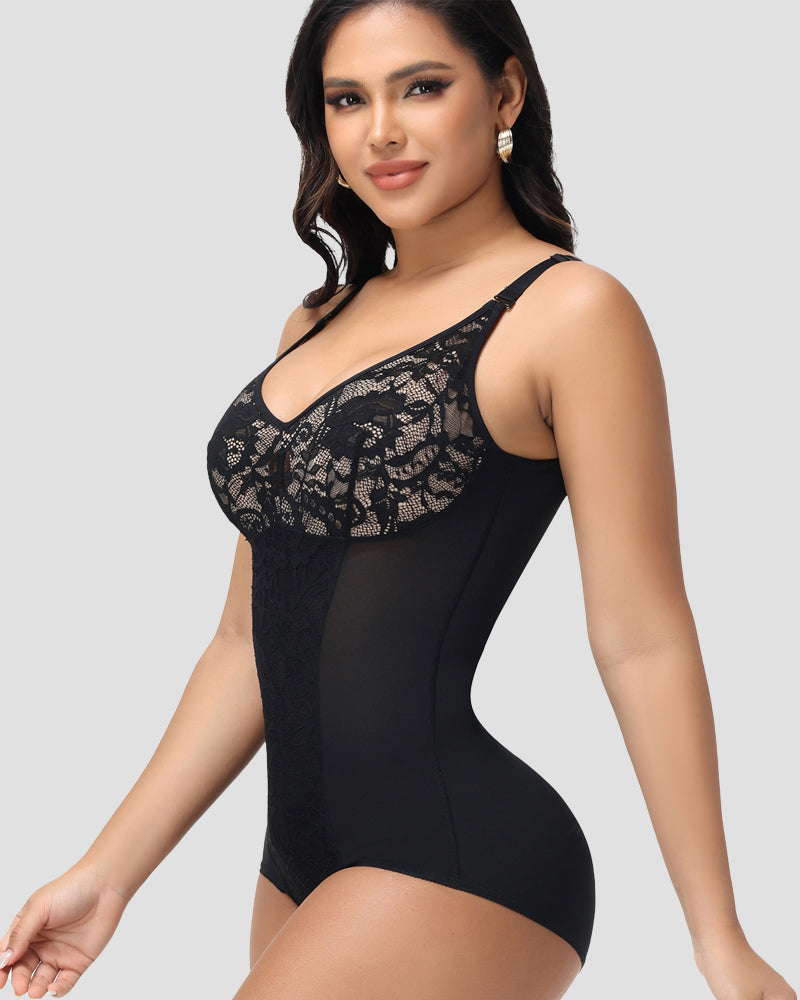 Shapshe® Shapshe® Spitzen V Ausschnitt Bodysuit mit verstellbaren Trägern (Vorverkauf)