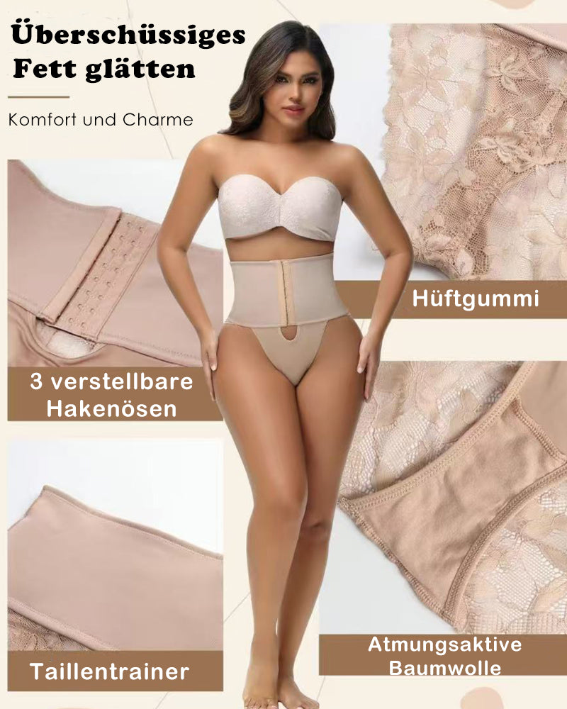 Shapshe® Shapewear mit Öffnung Vorn und Bauchkontroll-Höschen mit Spitzenbesatz