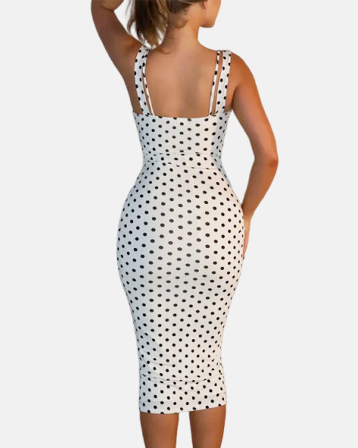 Sexy Enganliegend Elastisches Klassisches Tupfen Sanduhr Maxikleid Für Damen