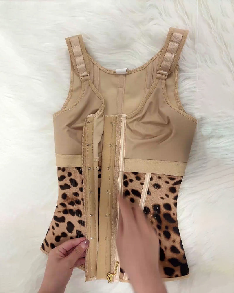Shapshe® Fajas Colombianas Leopard Taillentrainer Weste mit BH