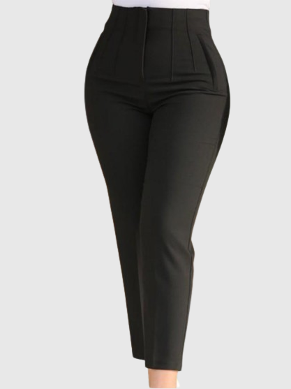 9 Punkt Hose mit Hoher Taille Seitentaschen und Bügelfalten