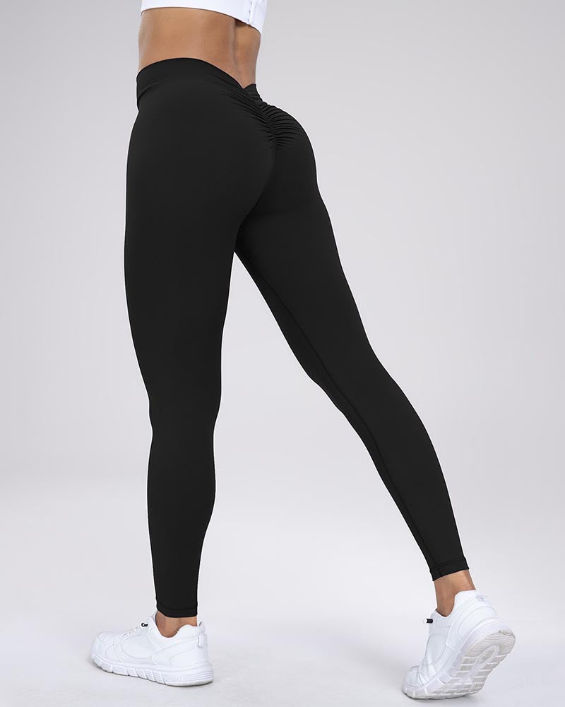 V-Rücken Scrunch Butt Yoga Hose Hoher Taille Butterweiche Workout Leggings
