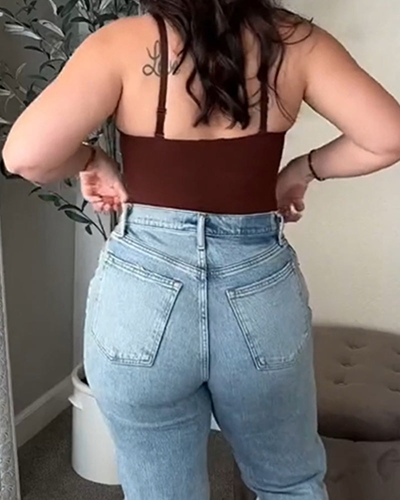 Sexy Spitzen Tanga Body mit V Ausschnitt Rückenfrei mit Bauchkontrolle