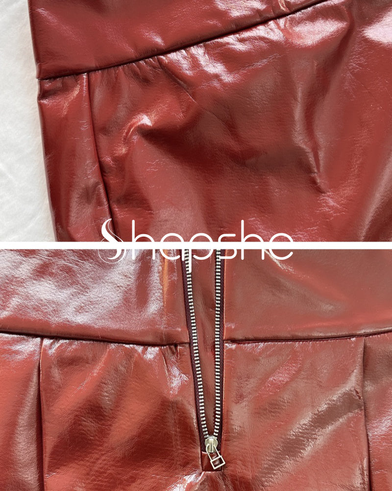 Shapshe® Sexy Lederrock mit Hoher Taille und Reißverschluss
