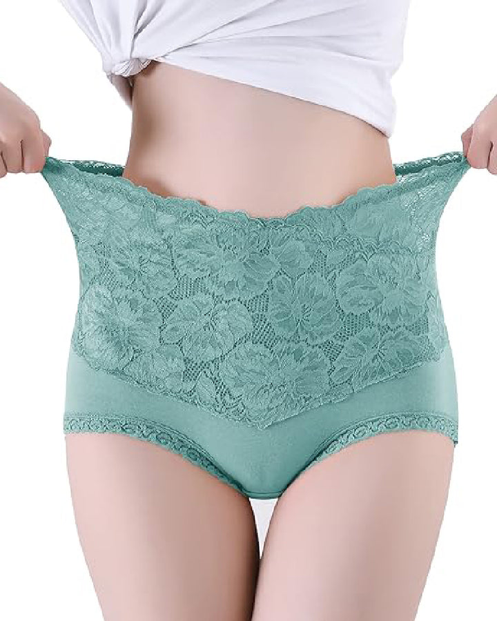 Damen V Förmige Hohe Taille Blumen Spitze Bauchweg Slip