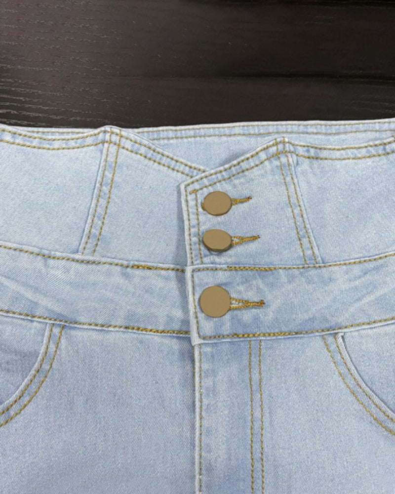 Skinny Jeans im Used Look mit Hoher Taille für Damen