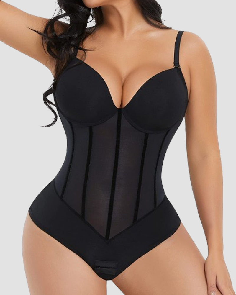 Shapshe® Damen Bauchweg Tanga Mesh Korsett Bodysuit Rückenfrei