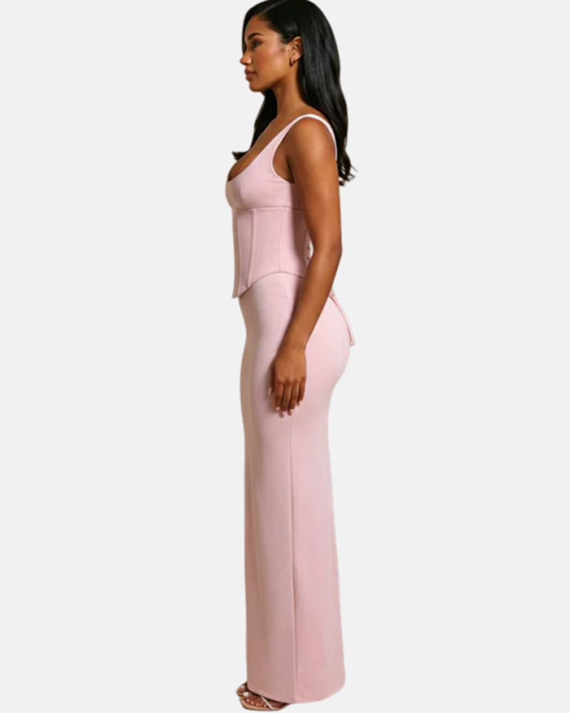 Sanduhrfigur Figurformer Korsett Maxikleid zweiteiliges Set