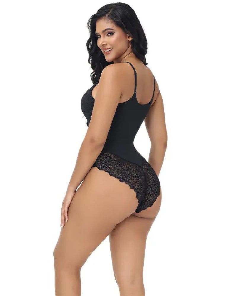 Spitze Spaghettiträger Cami Bodysuit Einteilige Shapewear für Damen