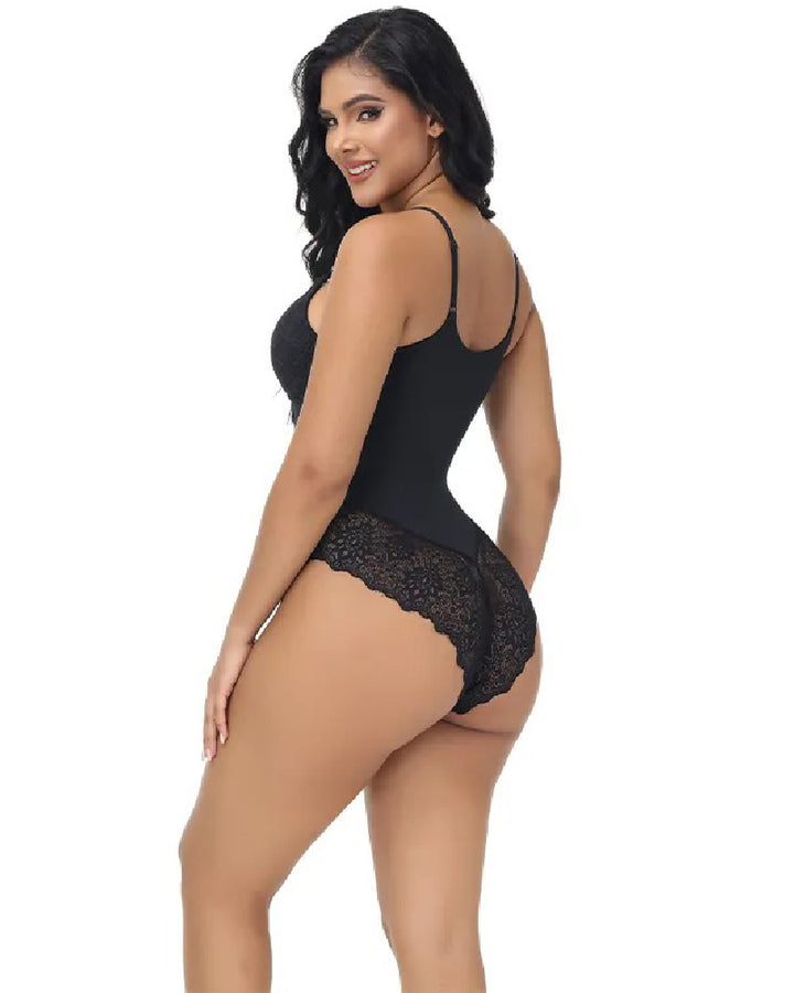 Spitze Spaghettiträger Cami Bodysuit Einteilige Shapewear für Damen