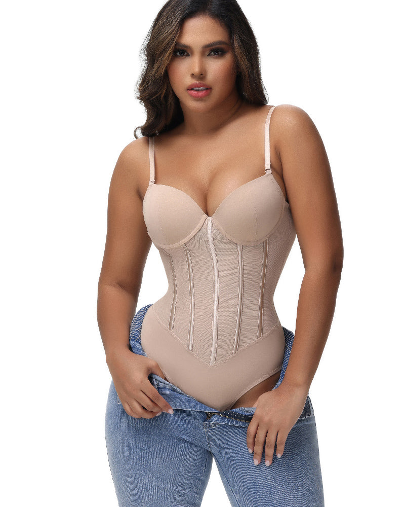 Shapshe® Damen Bauchweg Tanga Mesh Korsett Bodysuit Rückenfrei