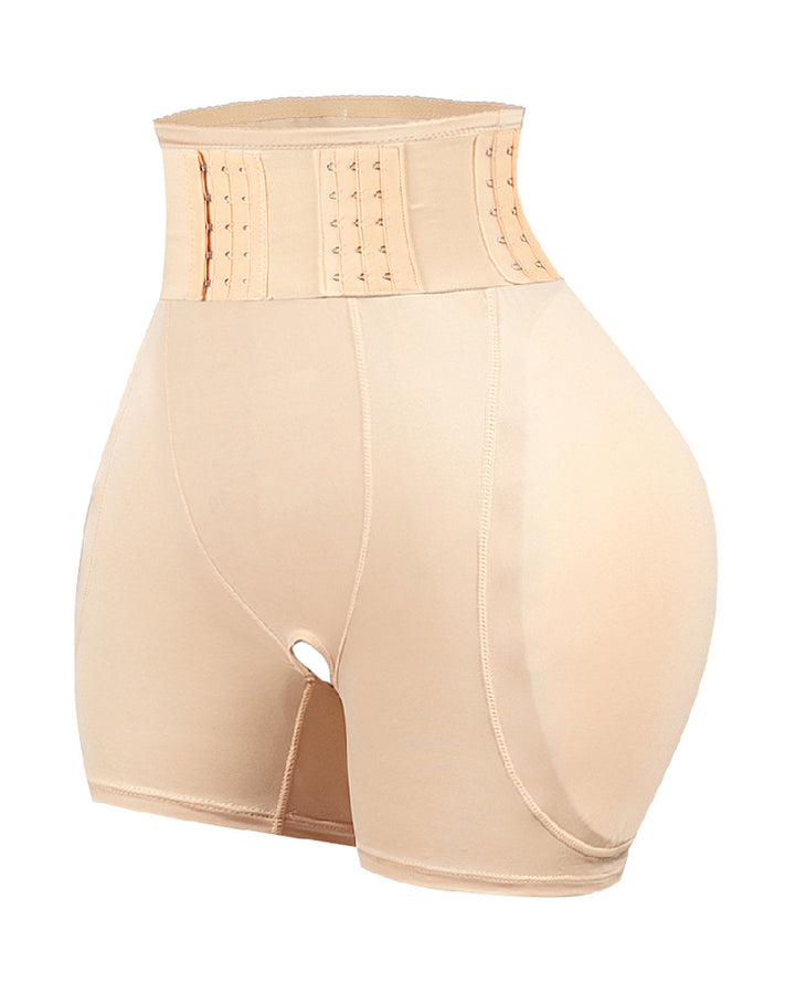 Hohe Taille 9-reihige Schnalle Shapewear Shorts mit Schwammkissen