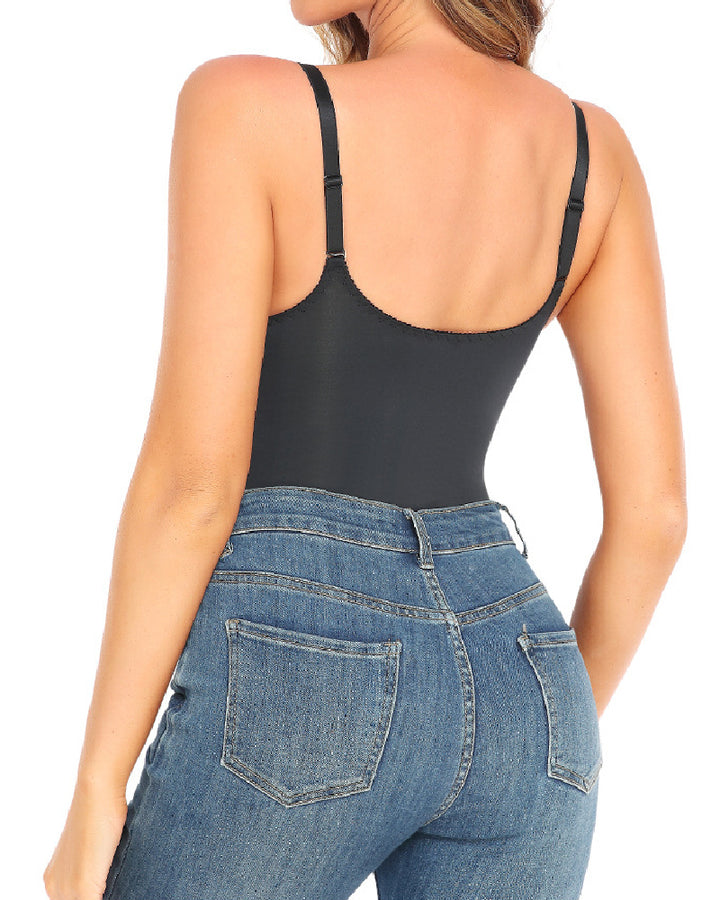 Damen Sexy Spitzen V Ausschnitt Bodysuit Bauchweg Tanga Shaper