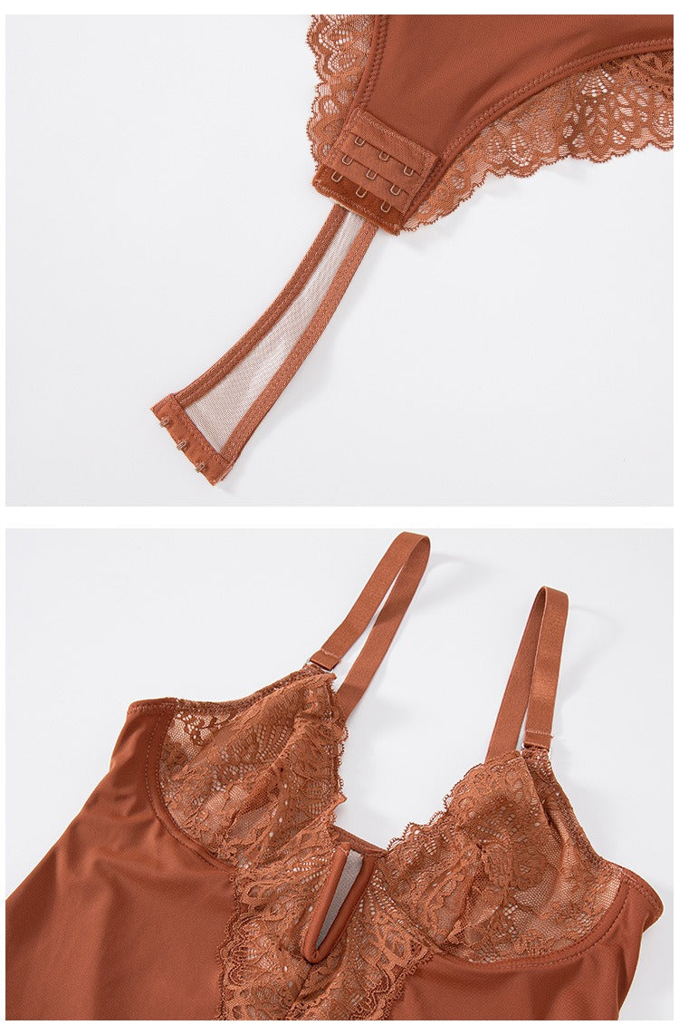 Sexy Spitzen Tanga Body mit V Ausschnitt Rückenfrei mit Bauchkontrolle