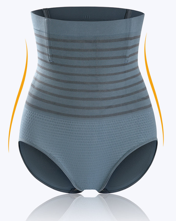 Damen Hohe Taille Gestreifte Bauchkontrolle Shapewear Po Lift Miederslip