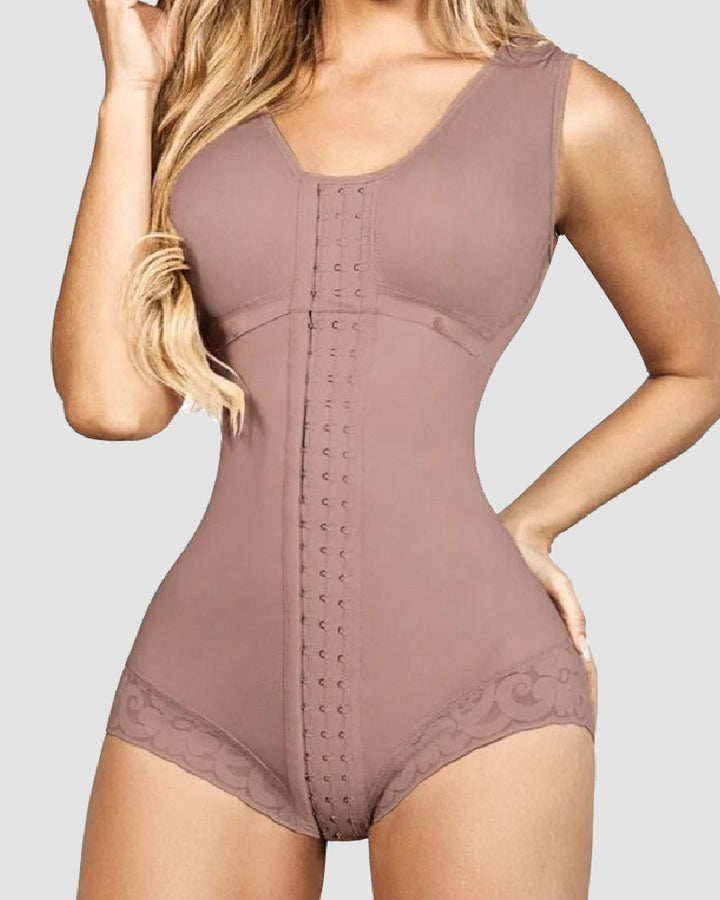 Shapshe® Damen Haken Ösen Brustunterstützung Shapewear Bauchweg Bodysuit