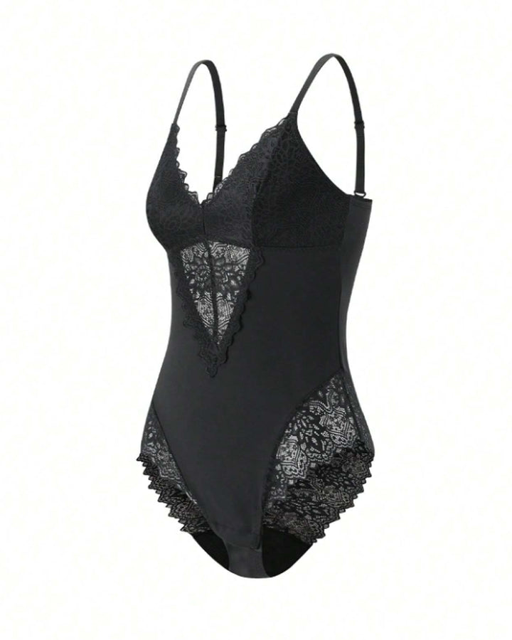 Spitze Spaghettiträger Cami Bodysuit Einteilige Shapewear für Damen