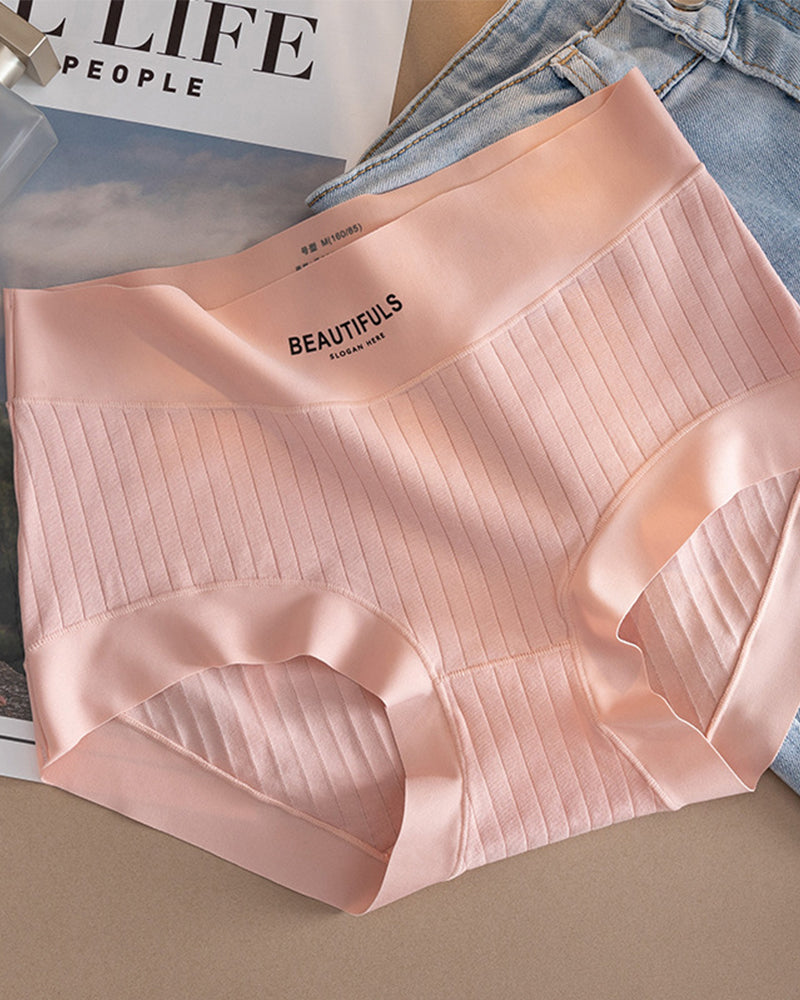 Damen Hoher Taille Einfarbig Baumwolle Antibakterielle Slips