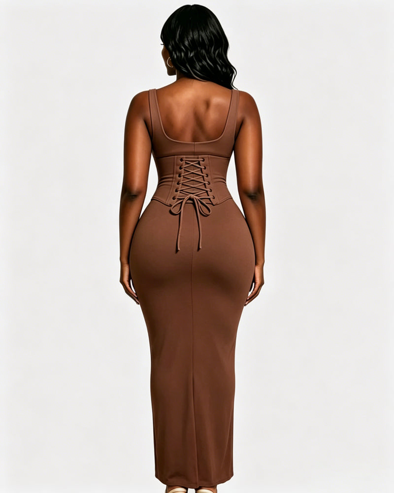 Sanduhrfigur Figurformer Korsett Maxikleid zweiteiliges Set