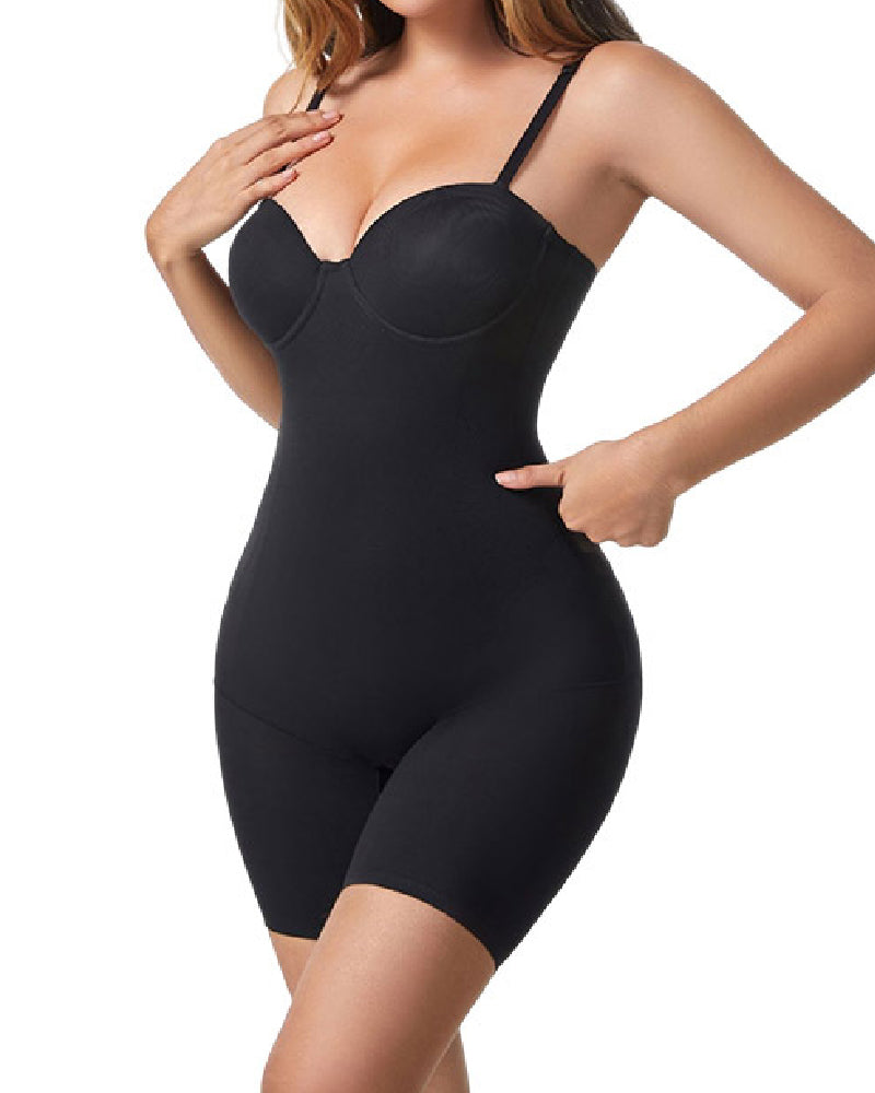 Nahtloses Halblangen Beinen Trägerloses Shapewear Bequeme Bauchkontrolle Bodysuits mit BH