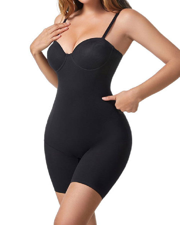 Nahtloses Halblangen Beinen Trägerloses Shapewear Bequeme Bauchkontrolle Bodysuits mit BH