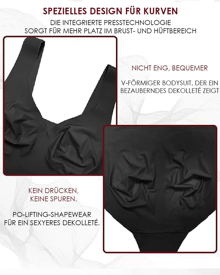 Shapshe® Damen Bauchweg Nahtloser Eisseide Bodysuit V-Ausschnitt