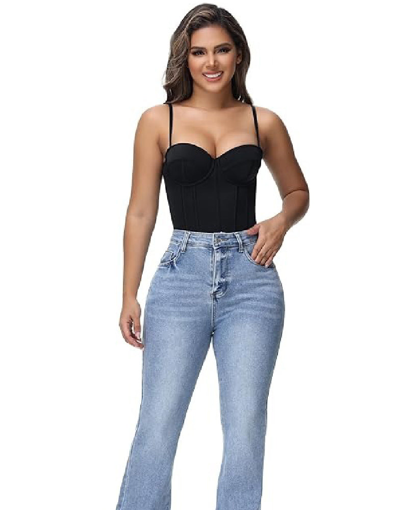 Shapshe® Damen Korsett Tanga Bauchkontrolle Po Lift Bodysuit mit Bügel BH