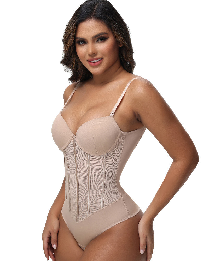 Shapshe® Damen Bauchweg Tanga Mesh Korsett Bodysuit Rückenfrei