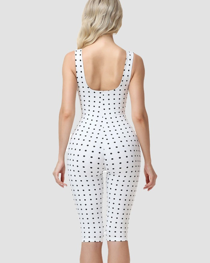 Zweiteiliger Capri Jumpsuit mit Polka Dots und abnehmbarem Korsett in Sanduhrform