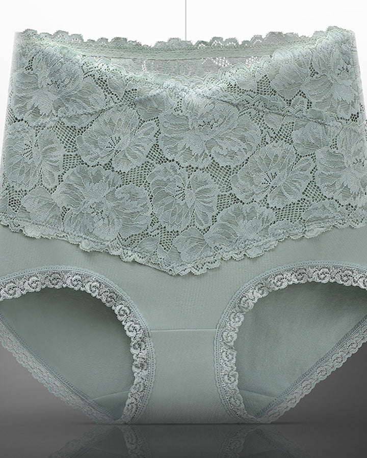 Damen V Förmige Hohe Taille Blumen Spitze Bauchweg Slip