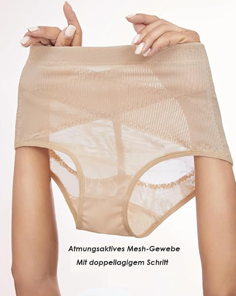 Mittelhohe Kreuz Kompressions Shapewear Unterwäsche Netz Bauchkontrolle Höschen