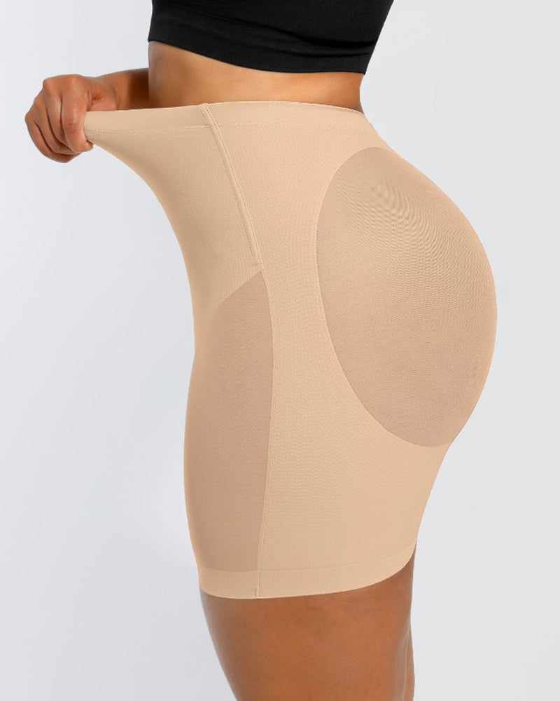 Damen Nahtlose Mesh Shapewear Shorts Hoher Taille Oberschenkelformer