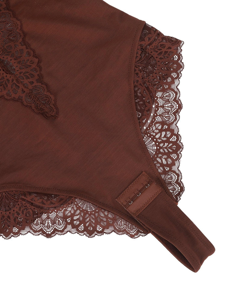 Sexy Spitzen Tanga Body mit V Ausschnitt Rückenfrei mit Bauchkontrolle