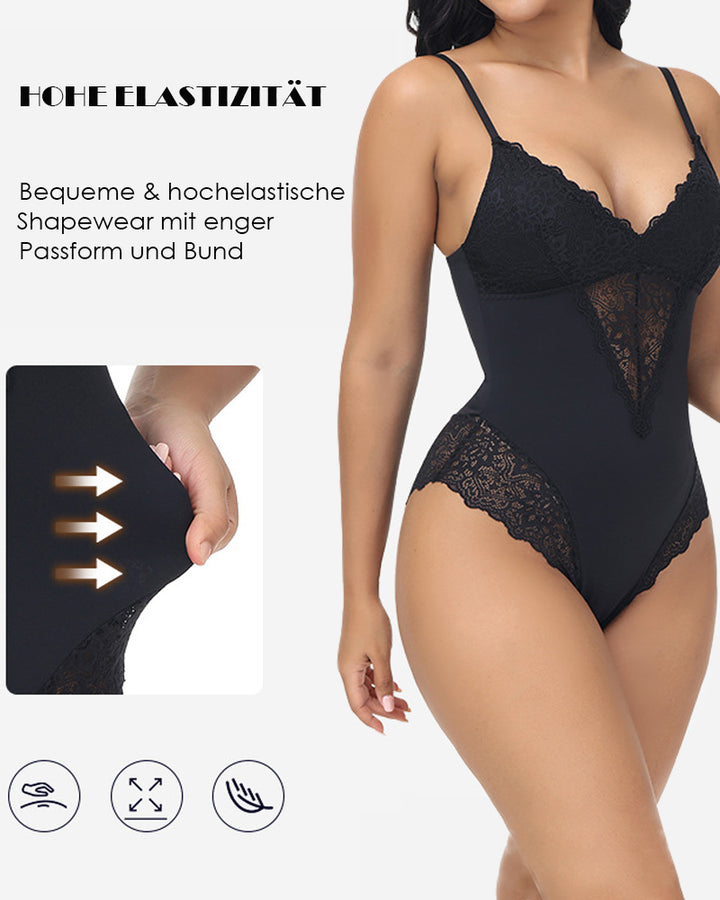 Spitze Spaghettiträger Cami Bodysuit Einteilige Shapewear für Damen