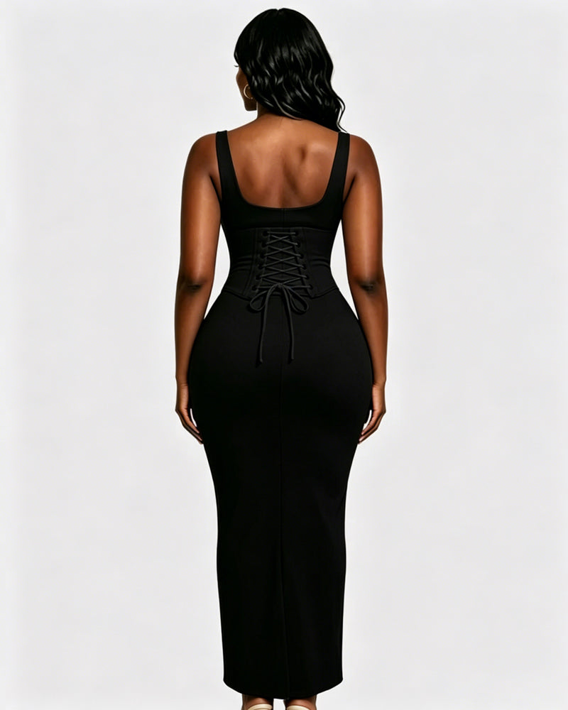 Sanduhrfigur Figurformer Korsett Maxikleid zweiteiliges Set