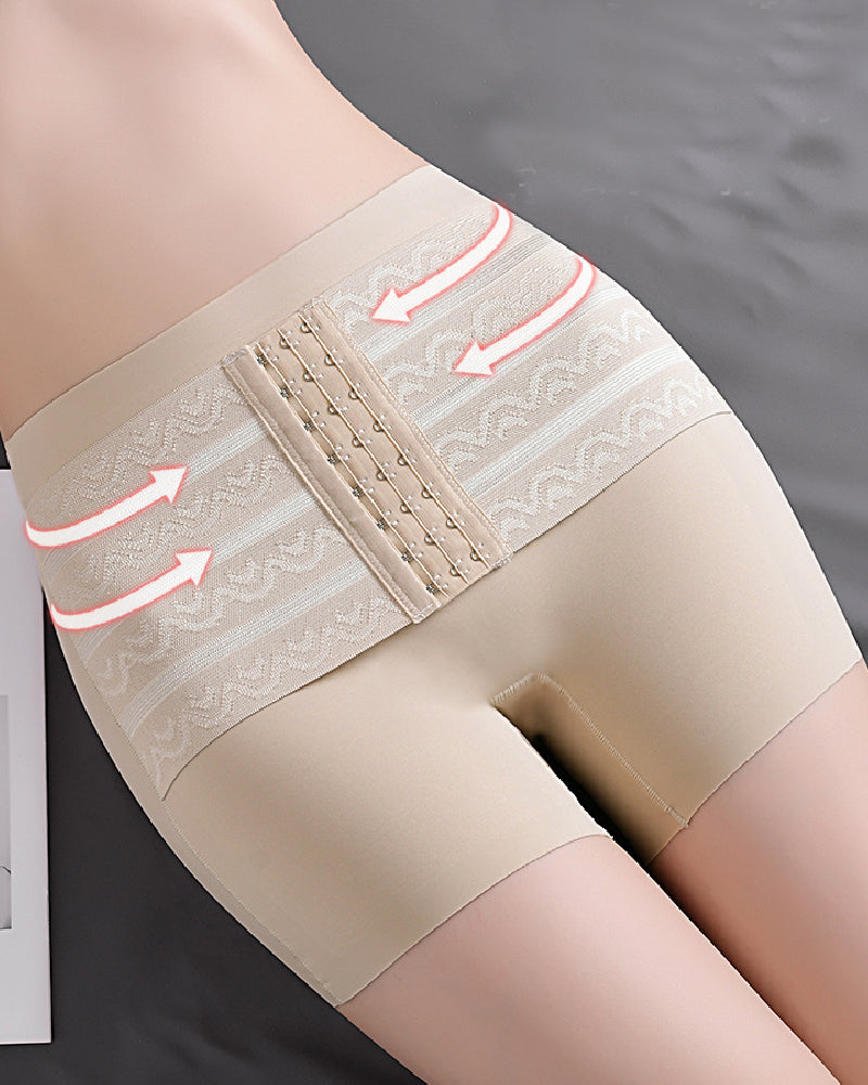 Mittelhoher Po Lifter Shapewear Shorts mit Hakengürtel