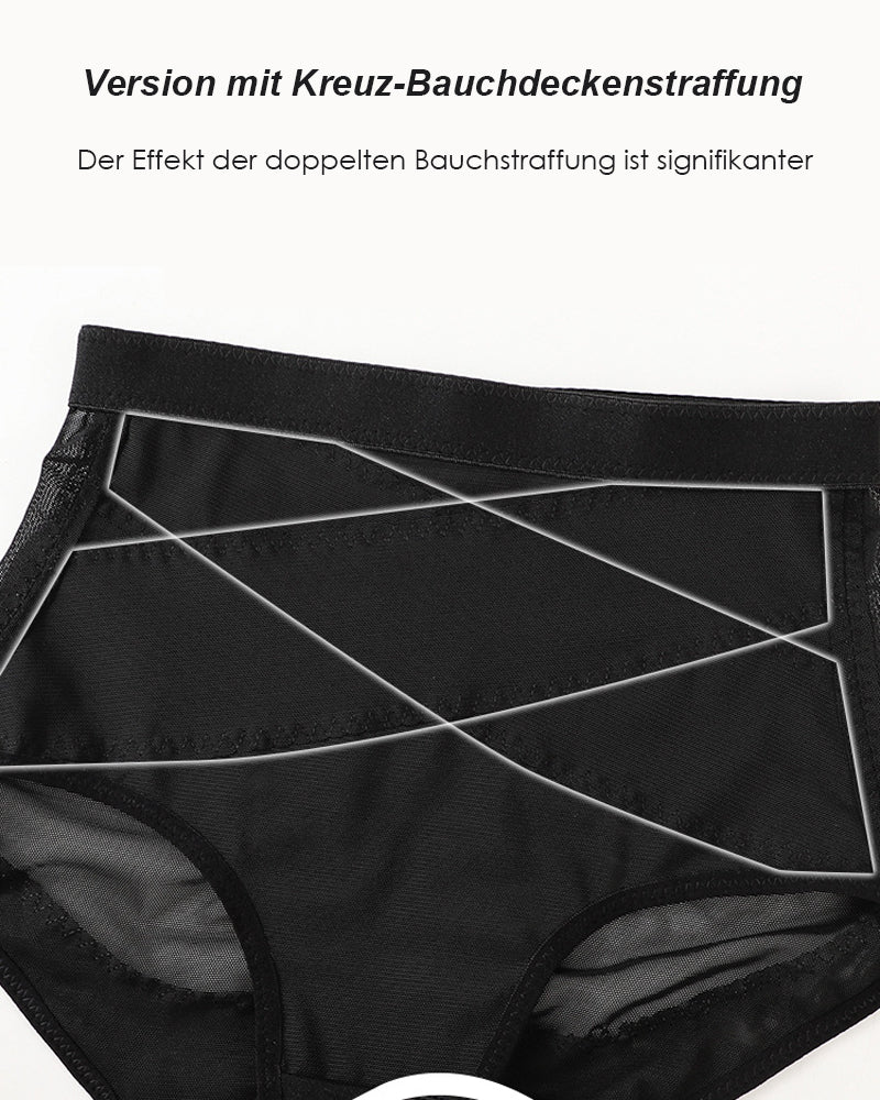 Mittelhohe Kreuz Kompressions Shapewear Unterwäsche Netz Bauchkontrolle Höschen
