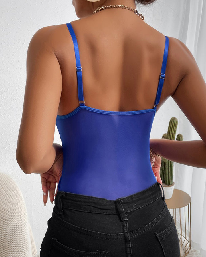 Damen Sexy Spitzen Bodysuit Netz Bustier Atmungsaktive Shapewear