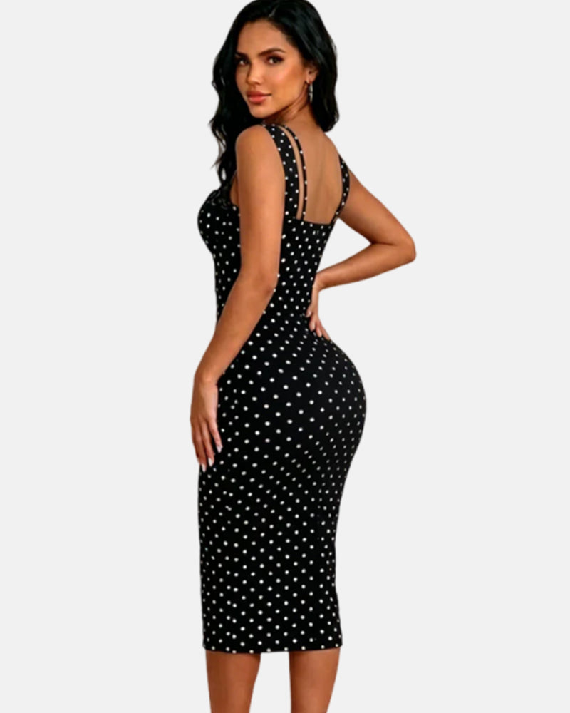 Sexy Enganliegend Elastisches Klassisches Tupfen Sanduhr Maxikleid Für Damen