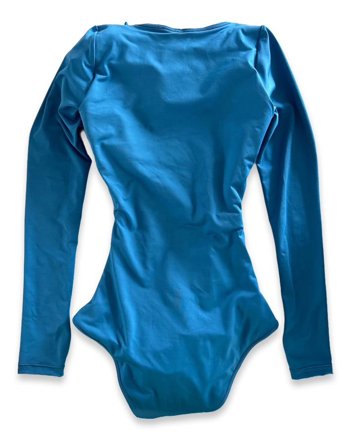 Shapshe® Blauer Langarm Badeanzug Mit Shapewear Für Mollige