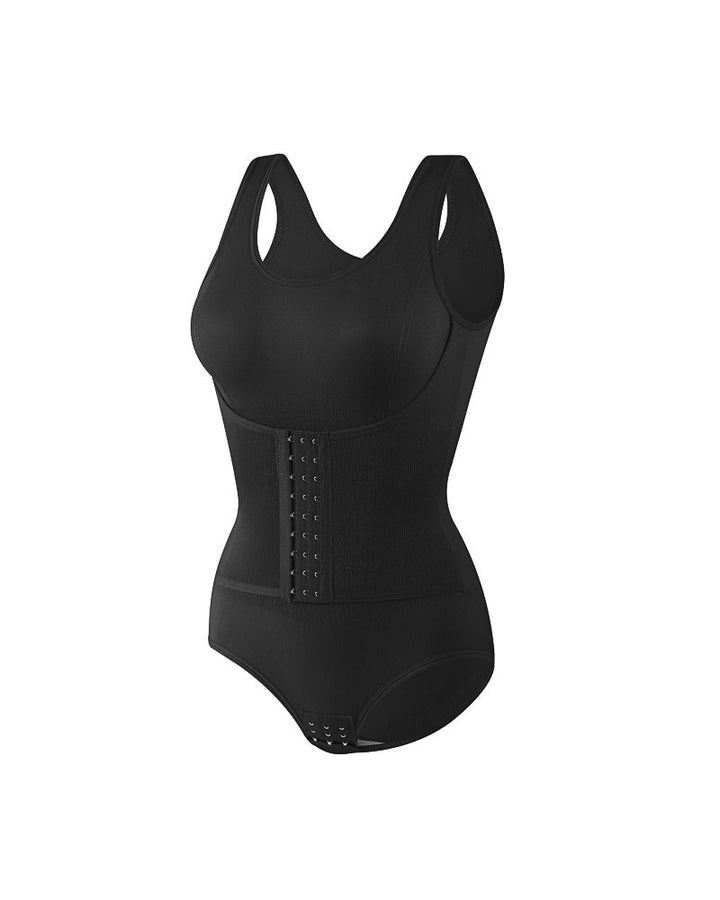 2 In 1 Nahtloser Doppelter Bauchweg Bodysuit mit U Ausschnitt Tanktop